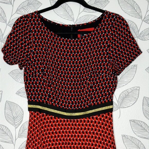 Anthropologie Maeve Amici Rabbit Print Red Dress Size 4 Career - Picture 3 of 12